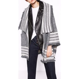 ZARA Fringed Jacquard Cape Cardigan Jacket Size S